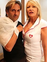 British mature nurse getting a horny patient to deal with